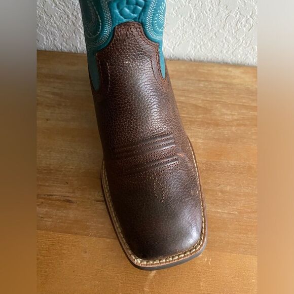 Kid's Boy Ariat Crossfire Square Toe Turqouise Brown Boots  Size 4 Western - Picture 7 of 14